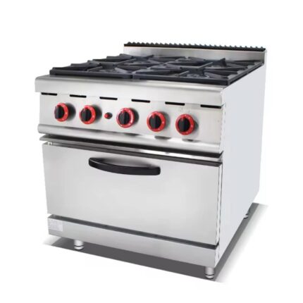 Industrial Commercial Gas Stove 4 Burner Standing Cooker With Cabinet Base for Restaurant Kitchen Supply