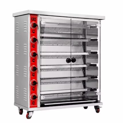 Commercial 6 Layers Rotating Chicken Grill Oven Gas Stainless Steel BBQ Machine for Restaurant Kitchen Equipment